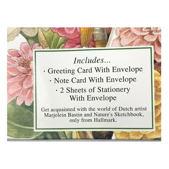 Hallmark Nature's Sketchbook Sampler Marjolein Bastin 2 Cards & Stationery 1994 - Picture 7 of 8